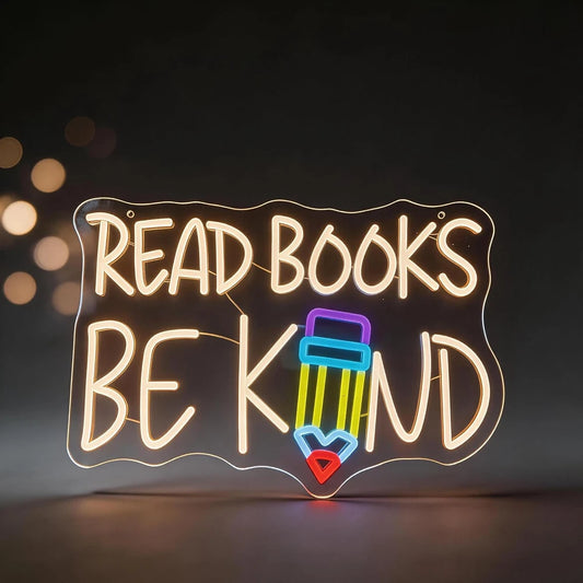 Read Books Be Kind Pencil Classroom LED Neon Sign