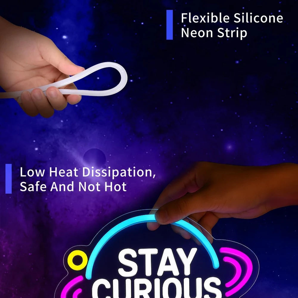 Stay Curious Science Classroom Neon Sign