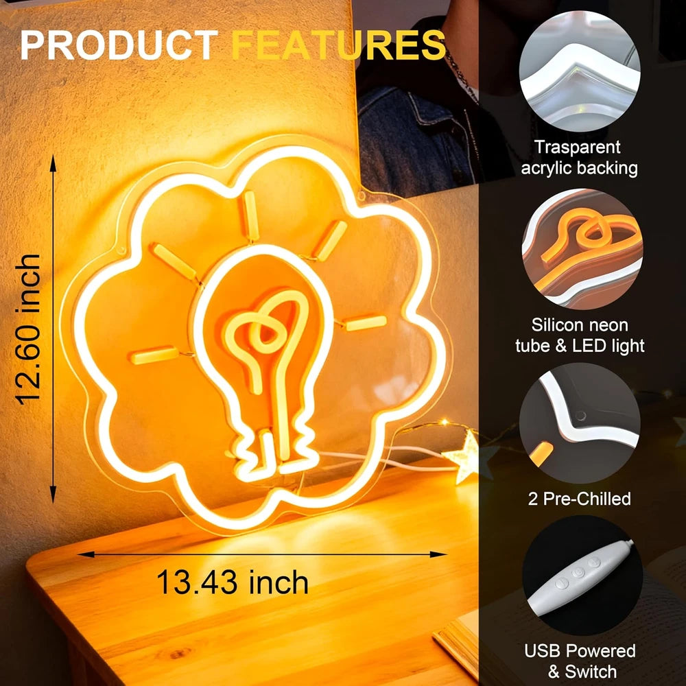 Cloud Light Bulb Classroom Neon Wall Sign