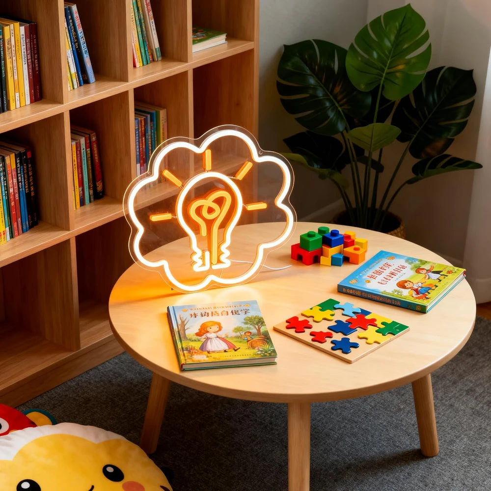 Cloud Light Bulb Classroom Neon Wall Sign