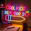 Colorful Cool Kids Read Books Library Neon Classroom Sign