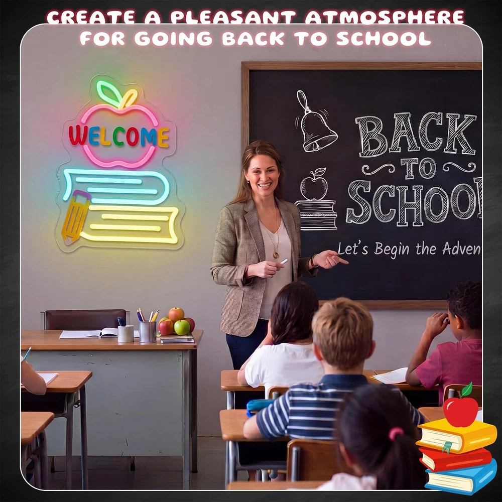 Welcome Classroom Book LED Neon Sign