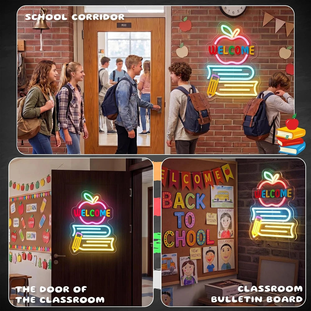 Welcome Classroom Book LED Neon Sign