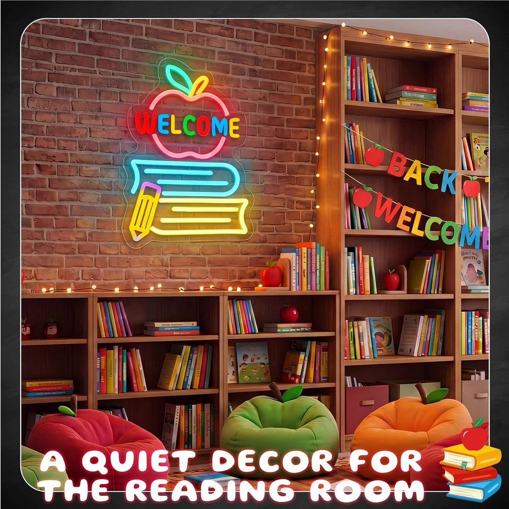 Welcome Classroom Book LED Neon Sign