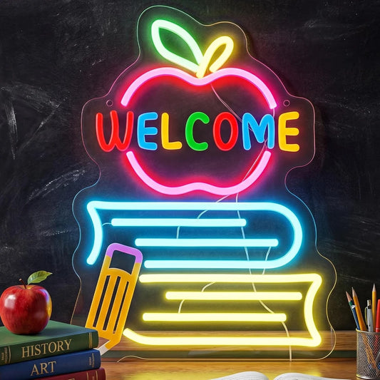 Welcome Classroom Book LED Neon Sign