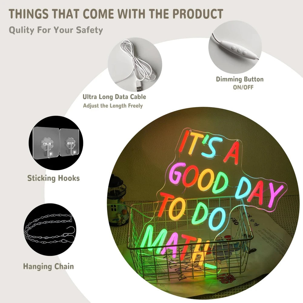 Colorful Good Day To Do Math Classroom Neon Sign