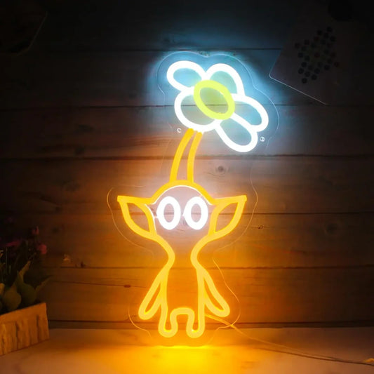 Yellow Pikmin Video Game Gamer Neon Sign