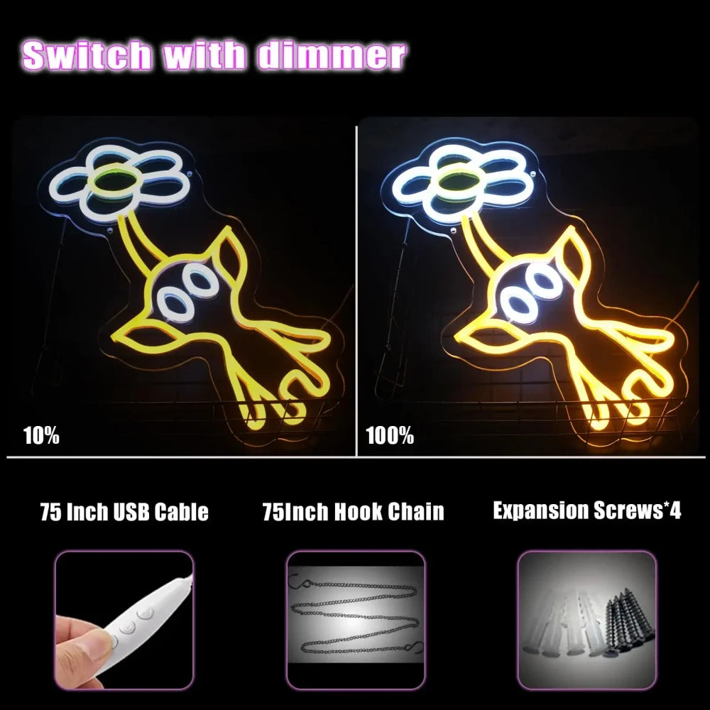 Yellow Pikmin Video Game Gamer Neon Sign