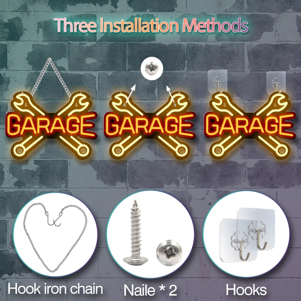 Garage Wrench LED Neon Sign