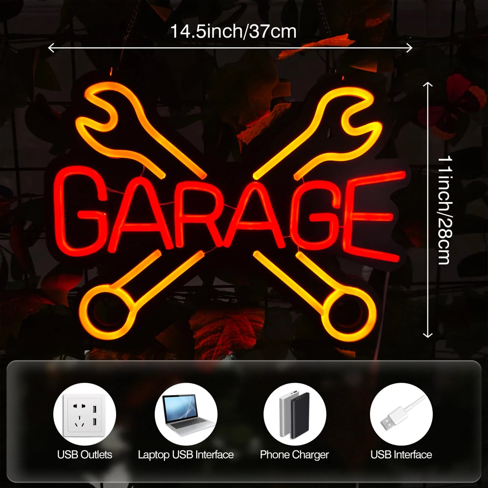 Garage Wrench LED Neon Sign