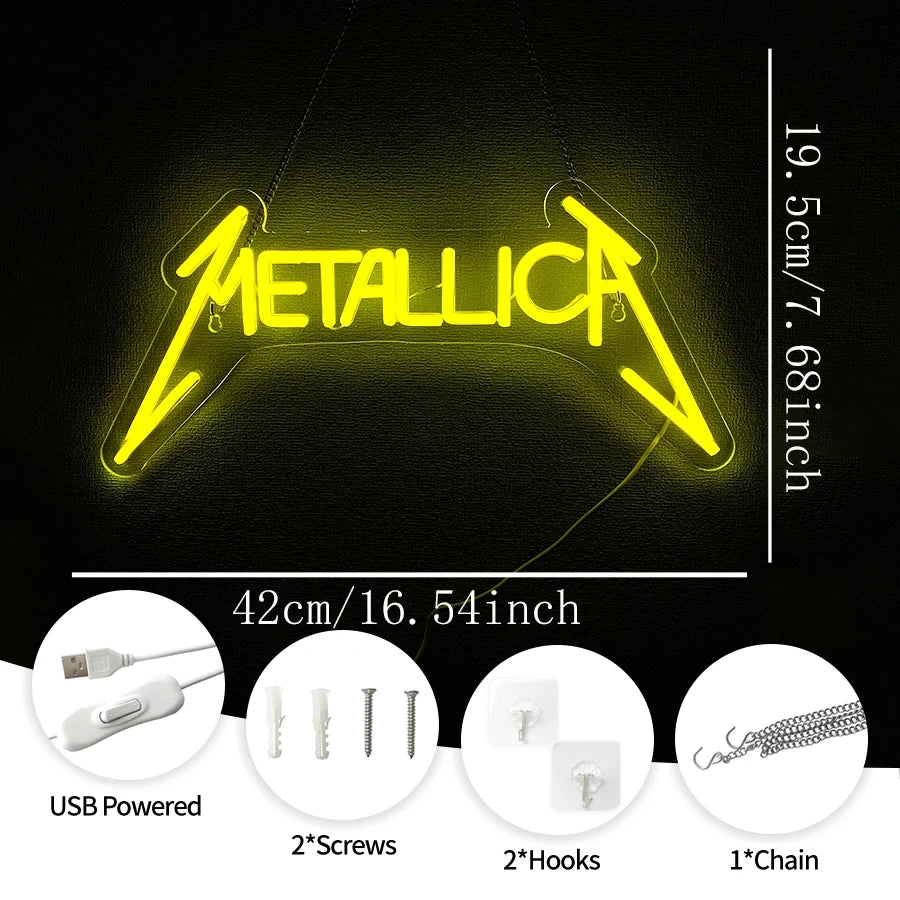 Metallica Rock Band Music LED Neon Light Sign