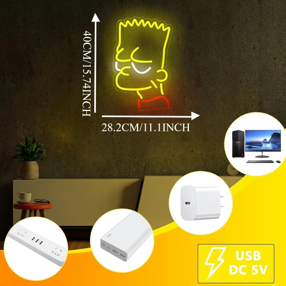 Bart Simpson The Simpsons USB Dimmable LED Neon Sign