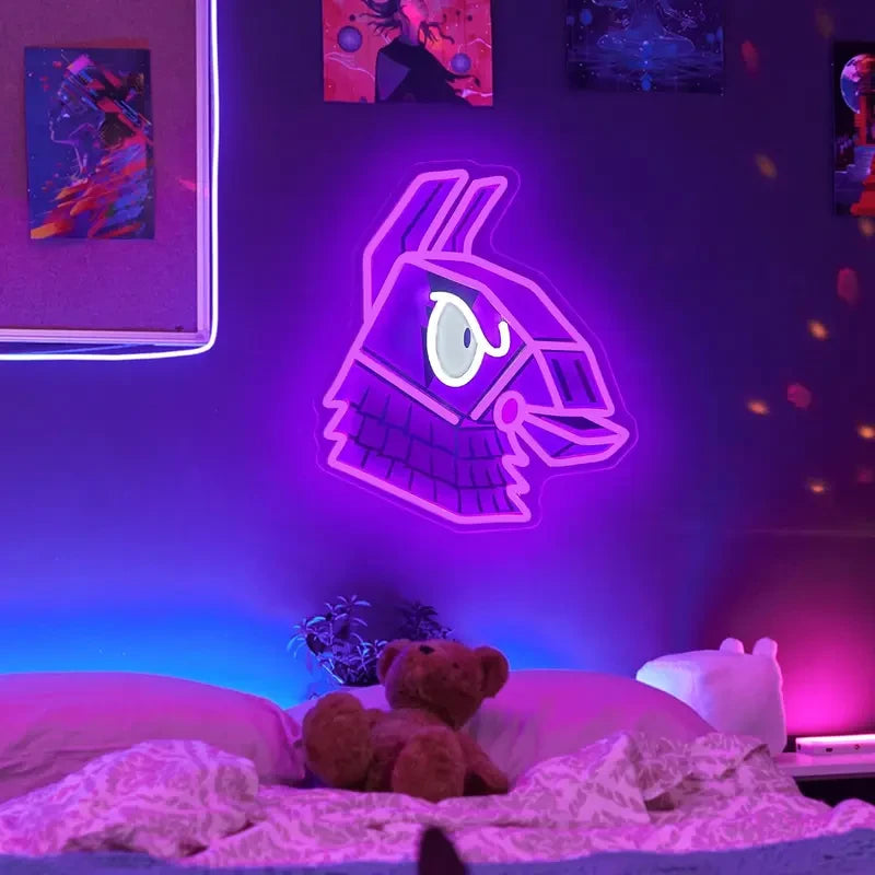 Fortnite Loot Llama Video Game Gamer LED Neon Sign