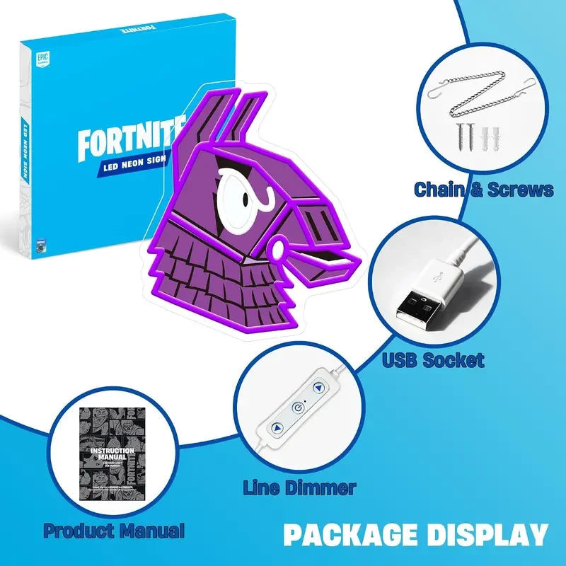 Fortnite Loot Llama Video Game Gamer LED Neon Sign