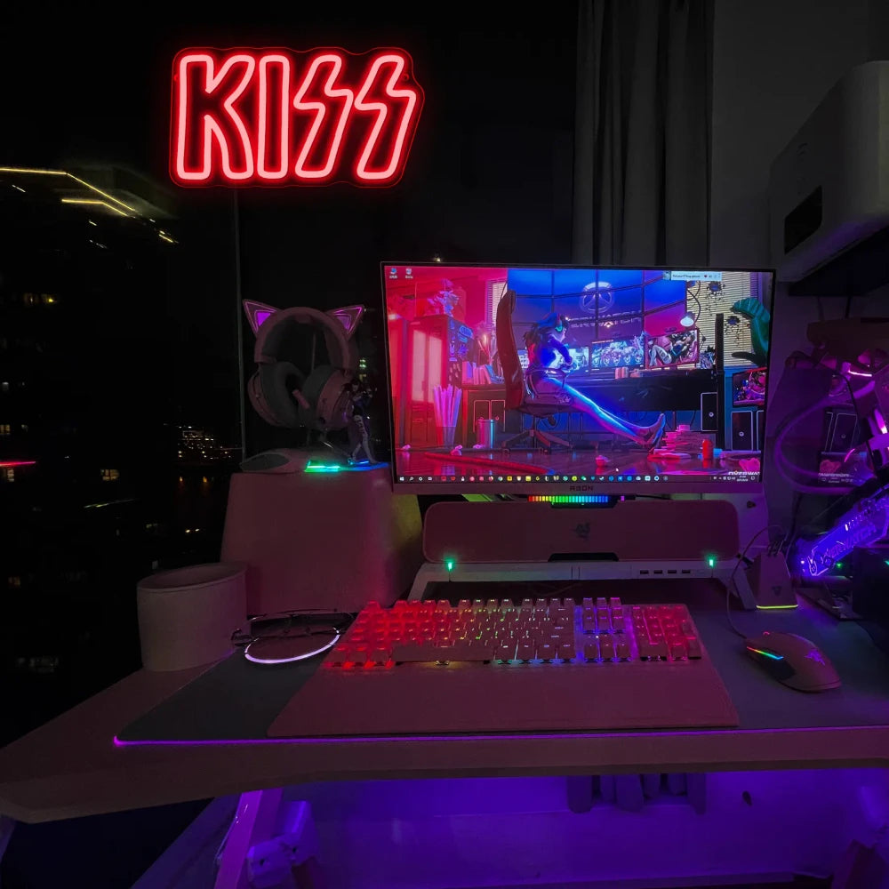 Red KISS Band LED Neon Sign