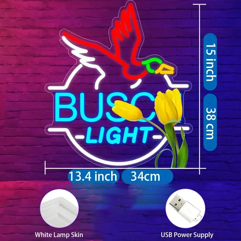 Busch Light Beer Neon Wall Sign