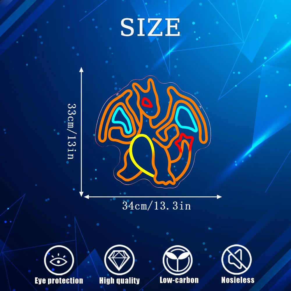 Pokemon Charizard Video Game Gamer LED Neon Sign