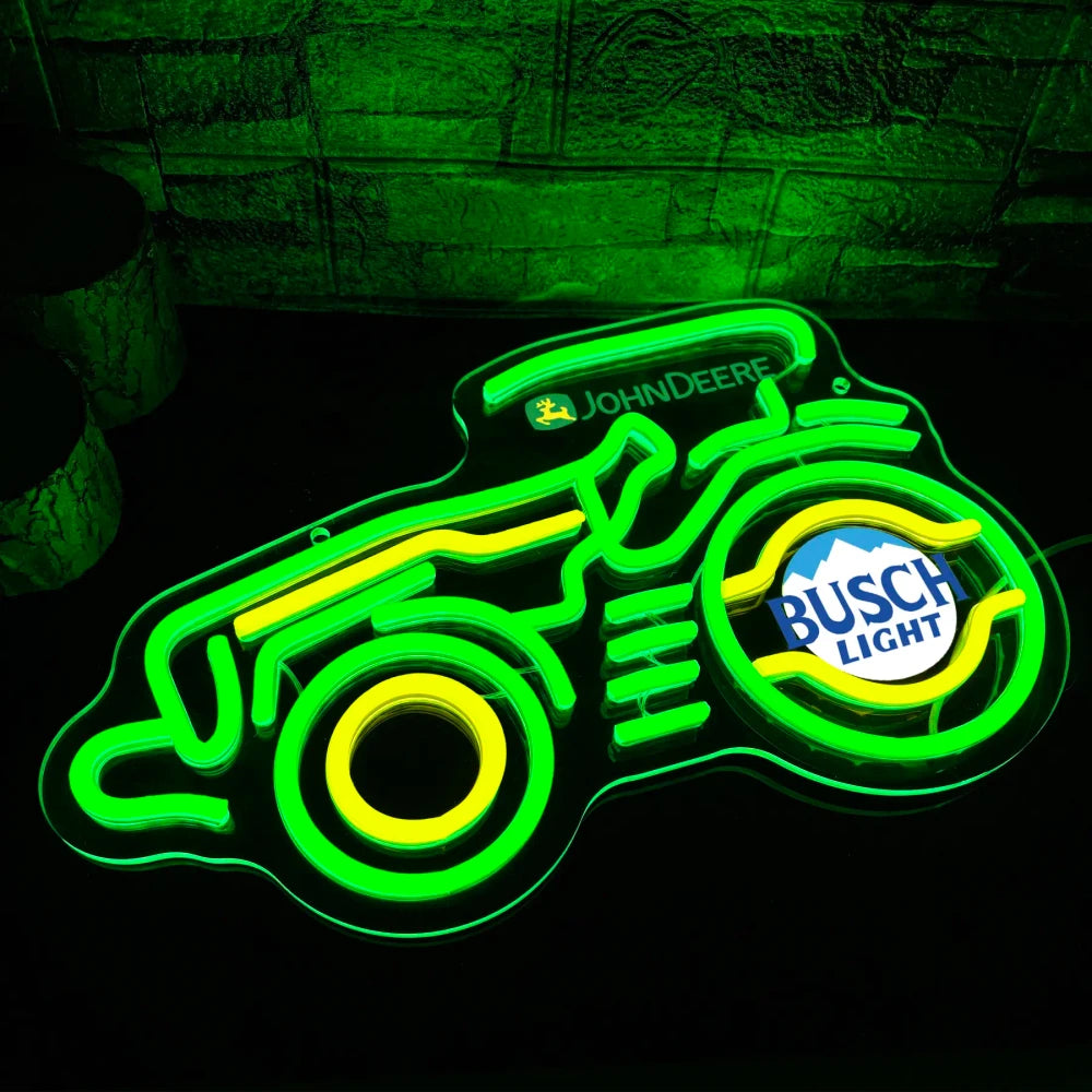 John Deere Tractor Busch Light Beer Neon Sign