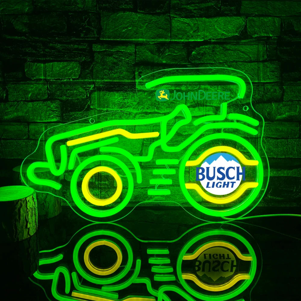 John Deere Tractor Busch Light Beer Neon Sign