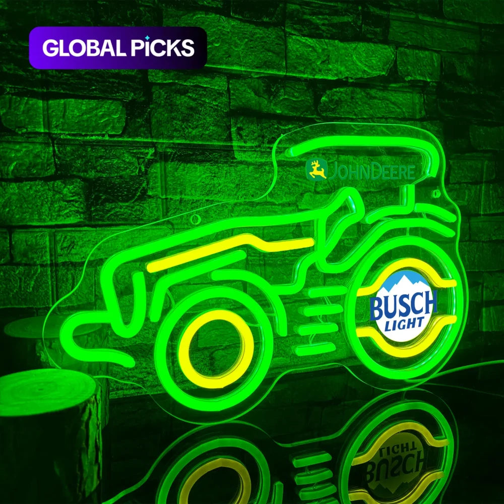 John Deere Tractor Busch Light Beer Neon Sign