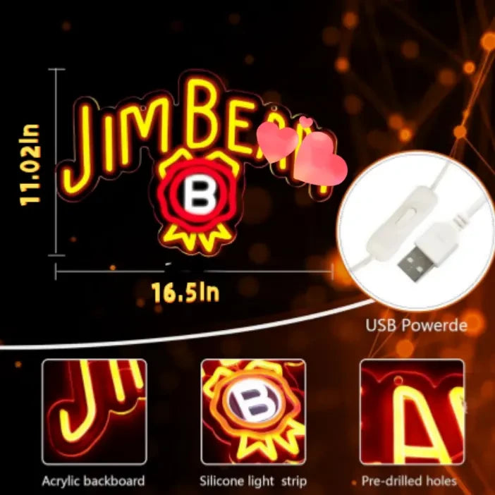 Jim Beam Whiskey LED Neon Sign