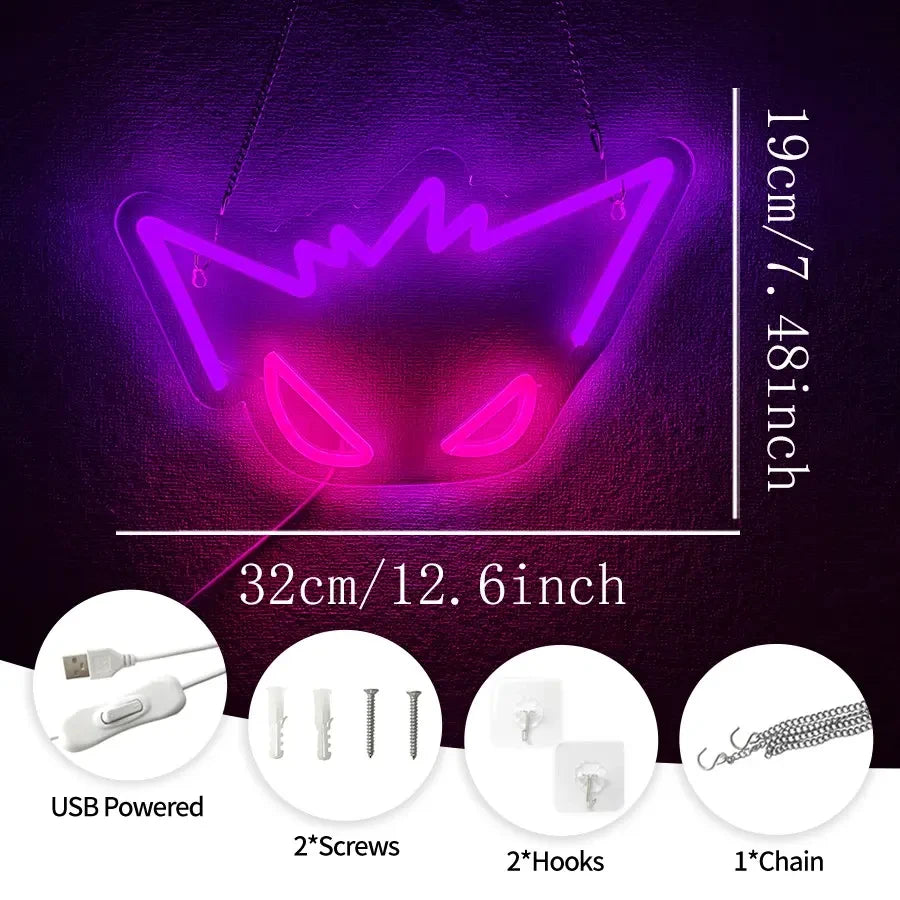 Pokemon Gengar Video Game Gaming Neon Sign