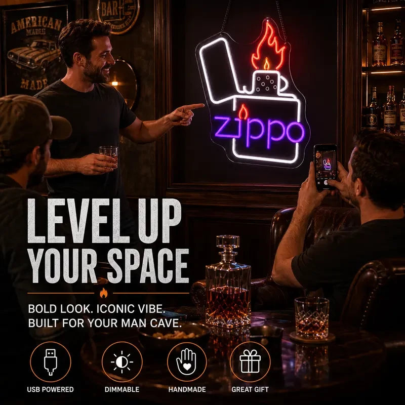 Zippo Lighter Neon Wall Sign