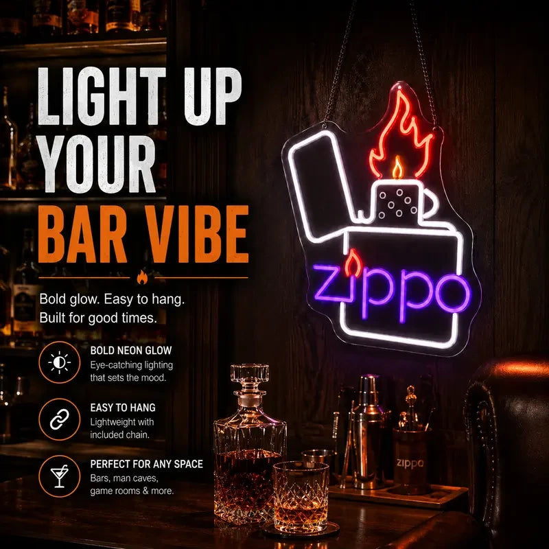Zippo Lighter Neon Wall Sign