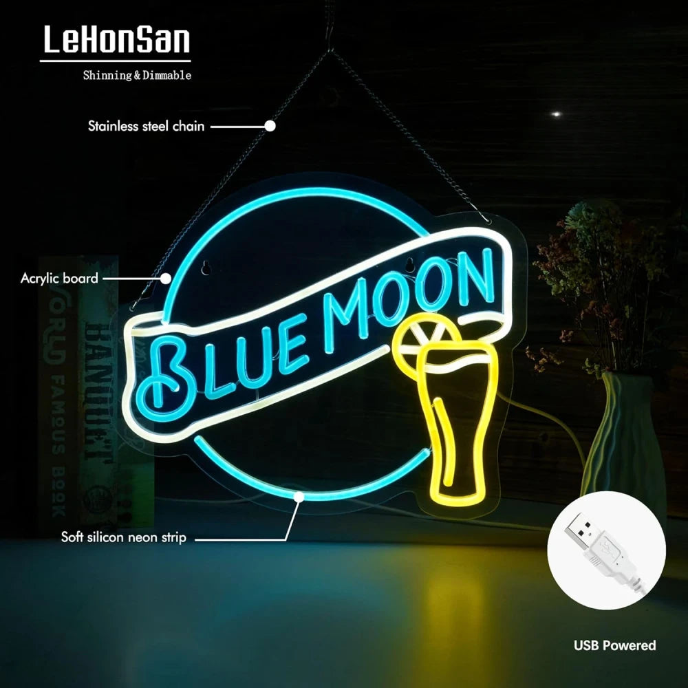 Blue Moon Beer LED Neon Sign