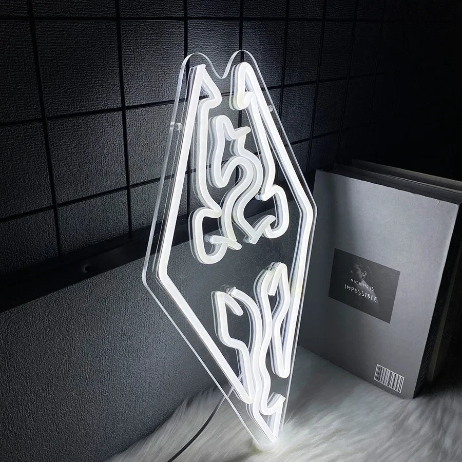 Skyrim Video Game Dragon Gamer Neon Sign