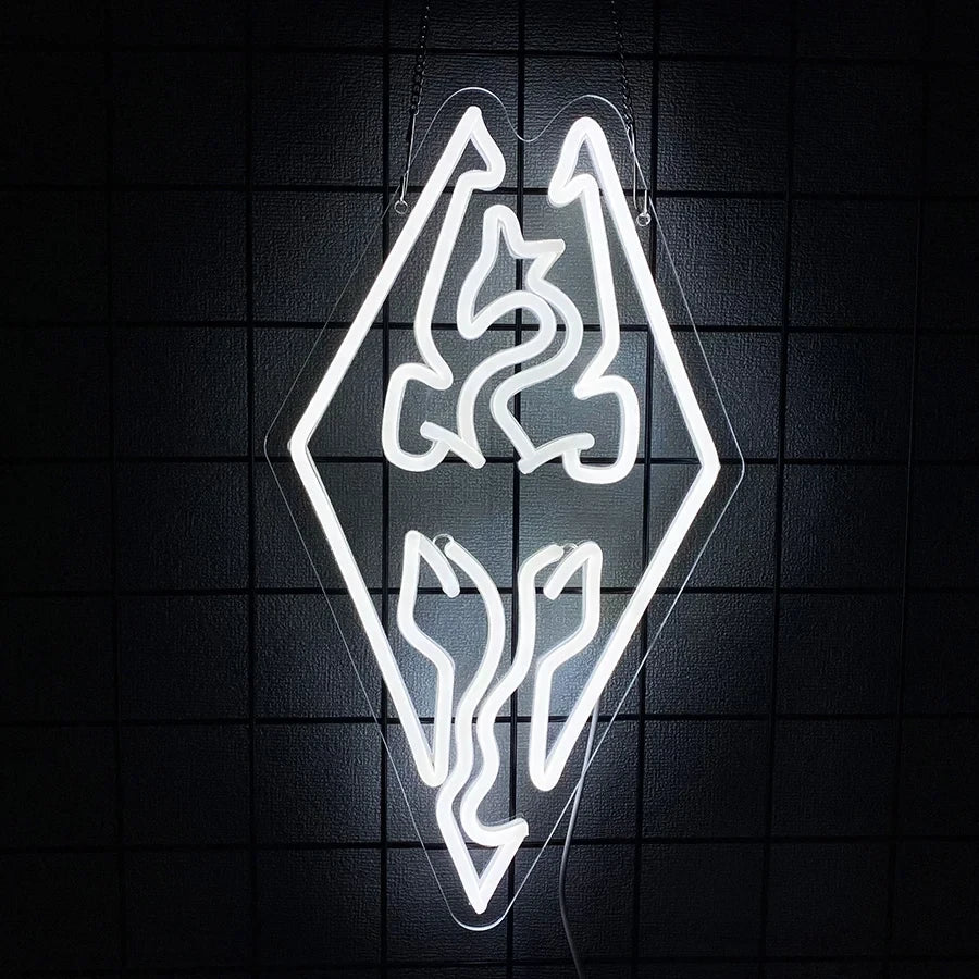 Skyrim Video Game Dragon Gamer Neon Sign