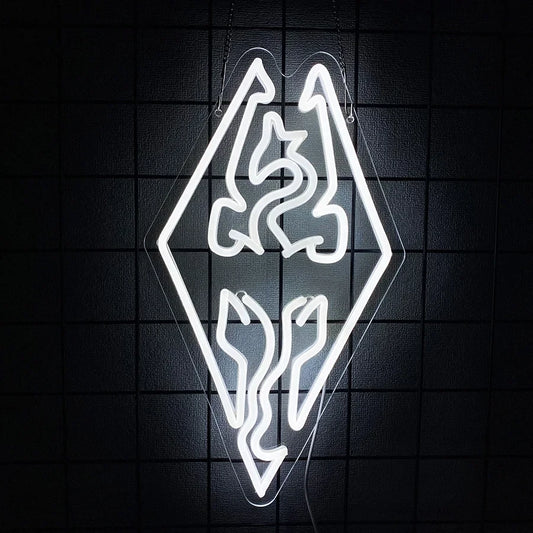 Skyrim Video Game Dragon Gamer Neon Sign