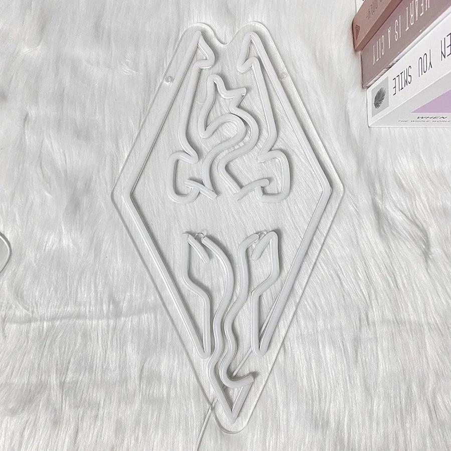 Skyrim Video Game Dragon Gamer Neon Sign