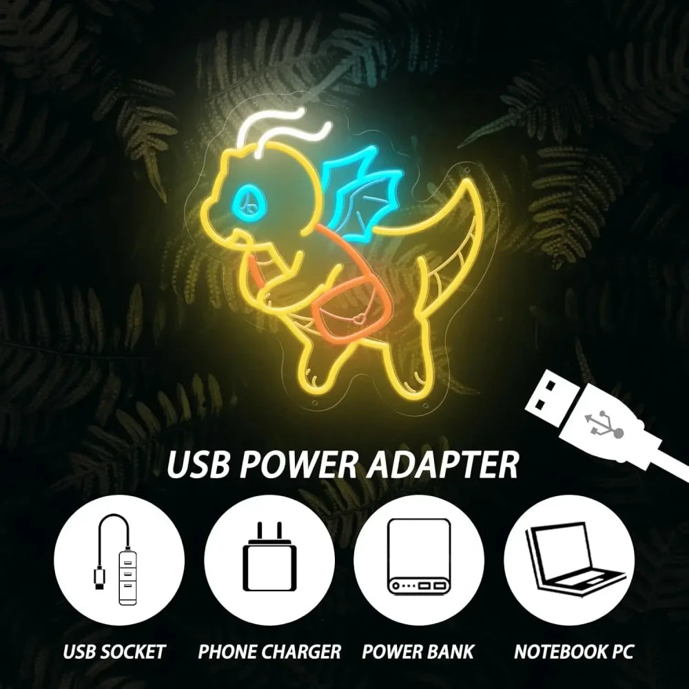 Dratini Pokemon Neon Sign