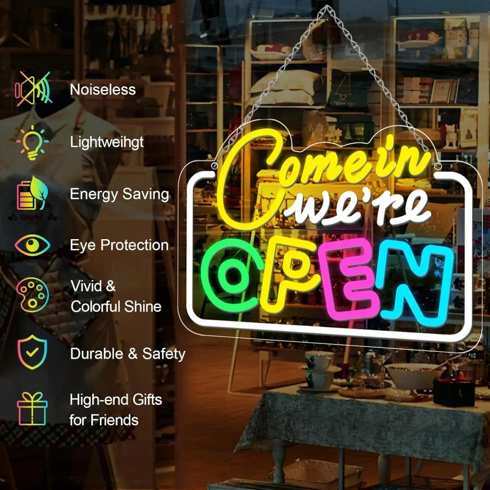 LED Neon Come In We're Open Sign