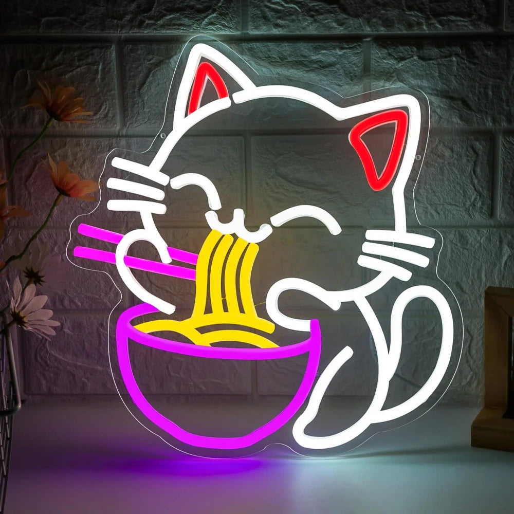 Fortune Cat Ramen Neon Sign