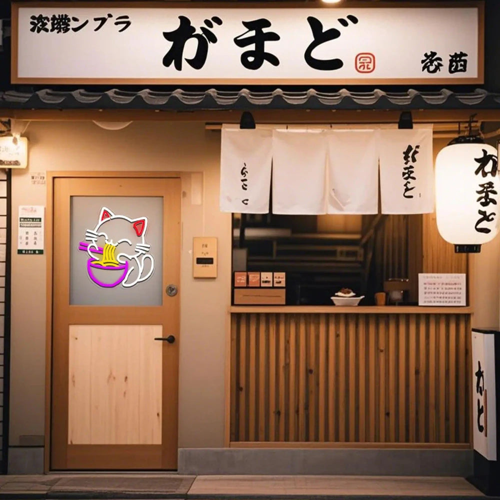 Fortune Cat Ramen Neon Sign