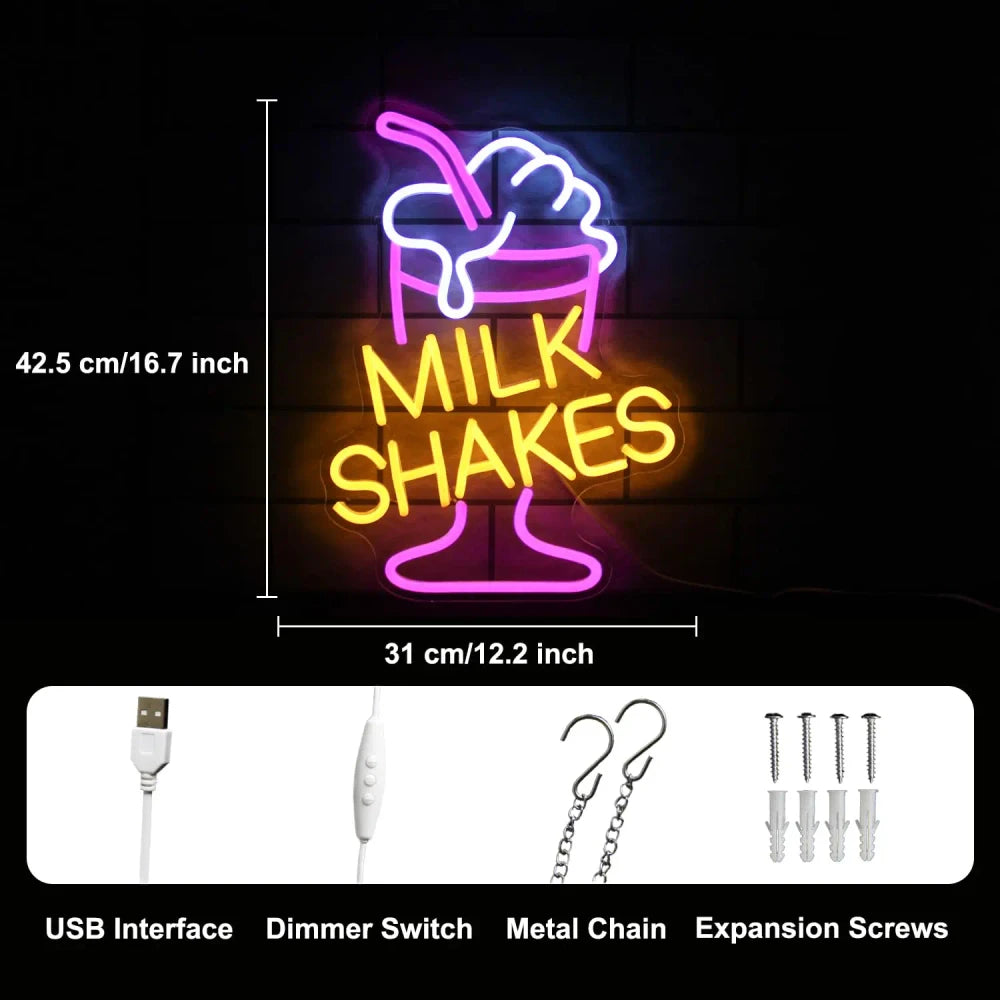 Milk Shake Ice Cream Neon Sign