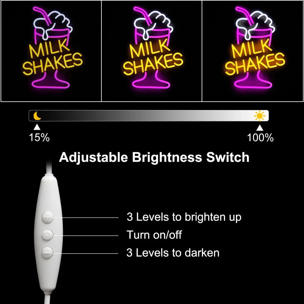 Milk Shake Ice Cream Neon Sign