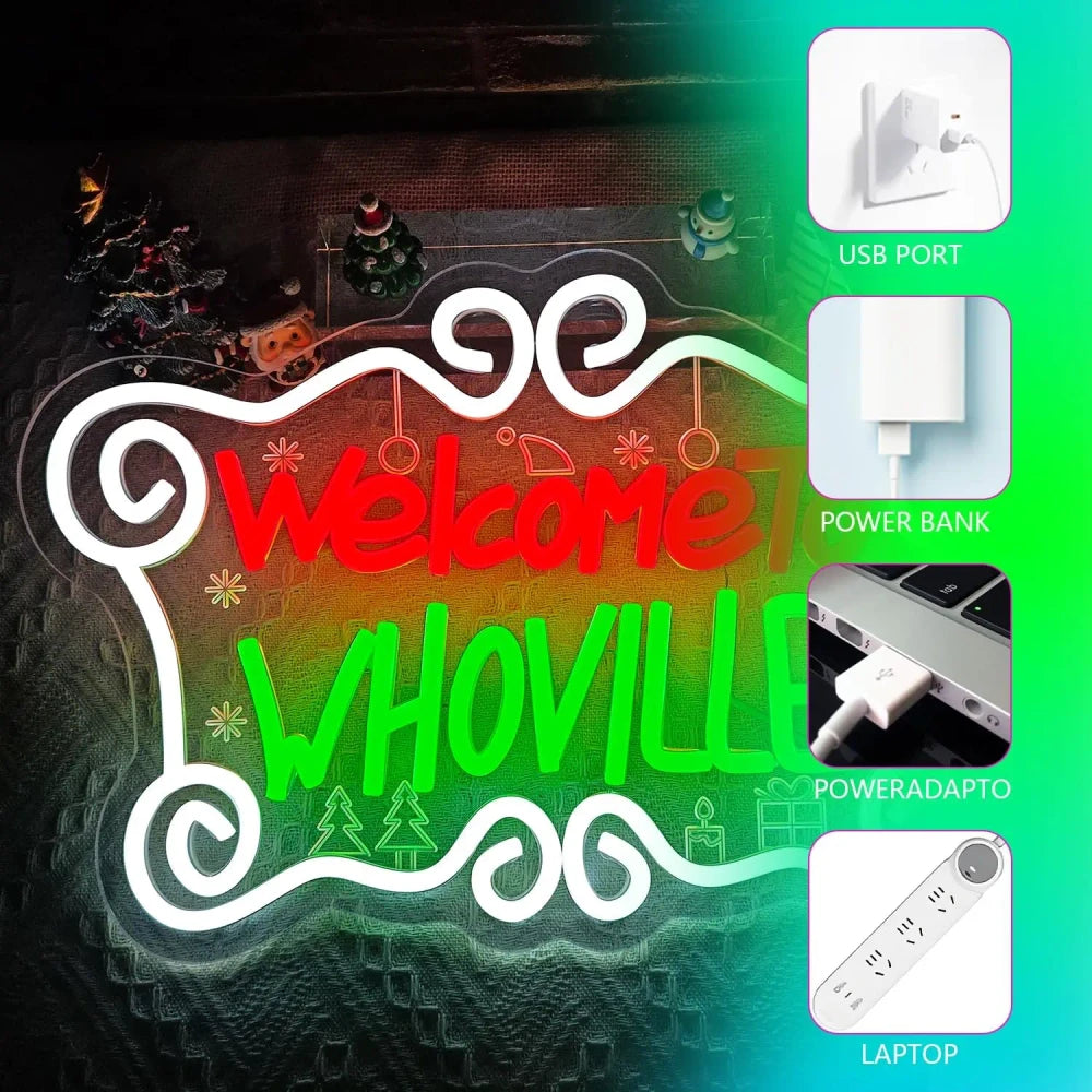 Christmas Welcome to Whoville The Grinch Neon Sign