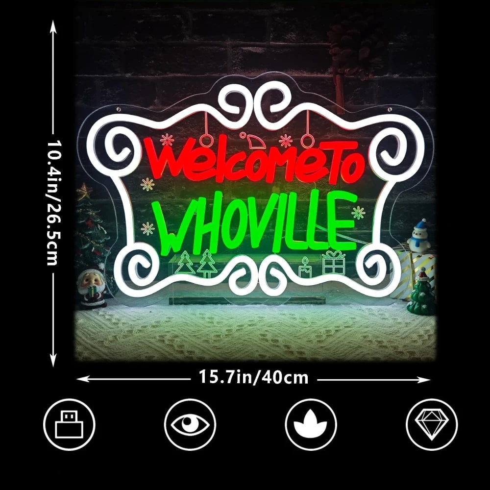 Christmas Welcome to Whoville The Grinch Neon Sign