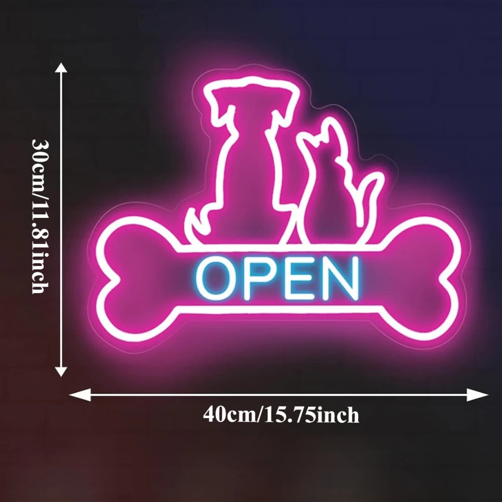 Pet Shop / Vet / Pet Groomer Open LED Neon Sign