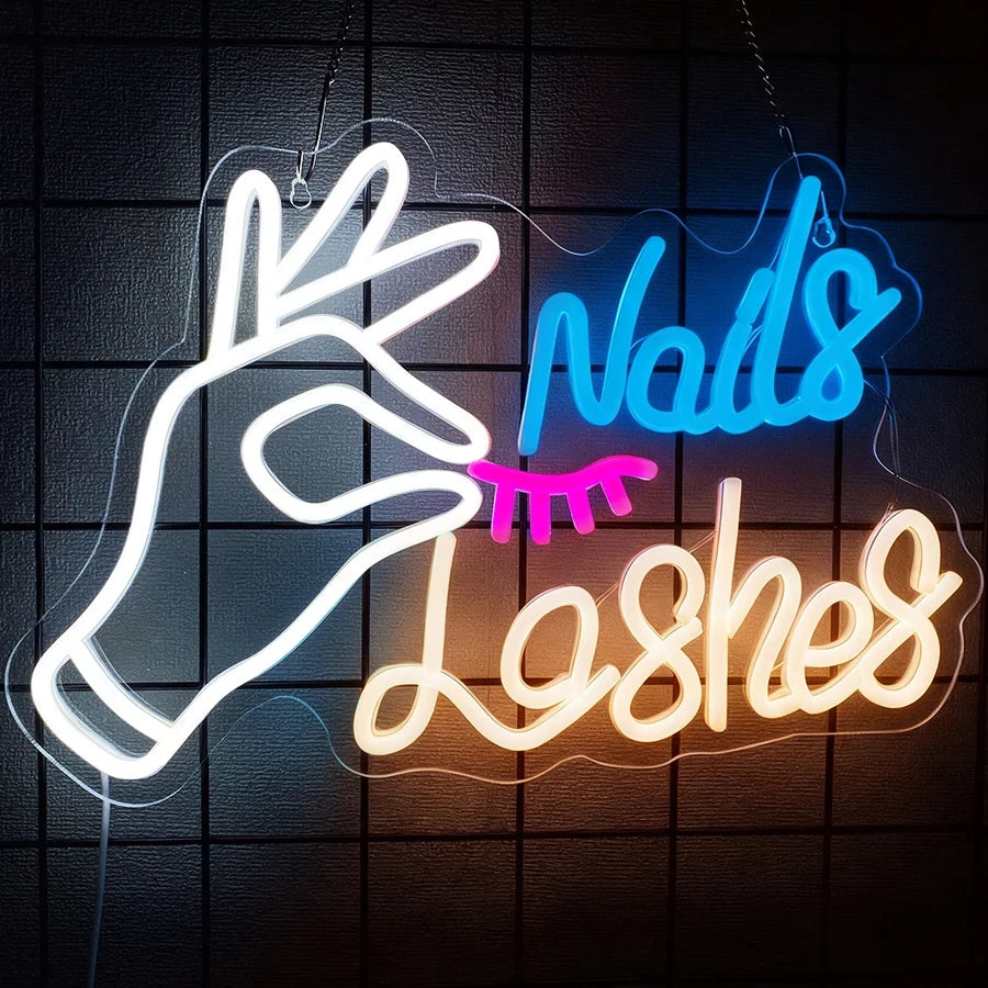 Eyelash Lashes Nails Salon LED Neon Sign