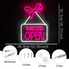 We're Open Pink Bow LED Neon Business Sign