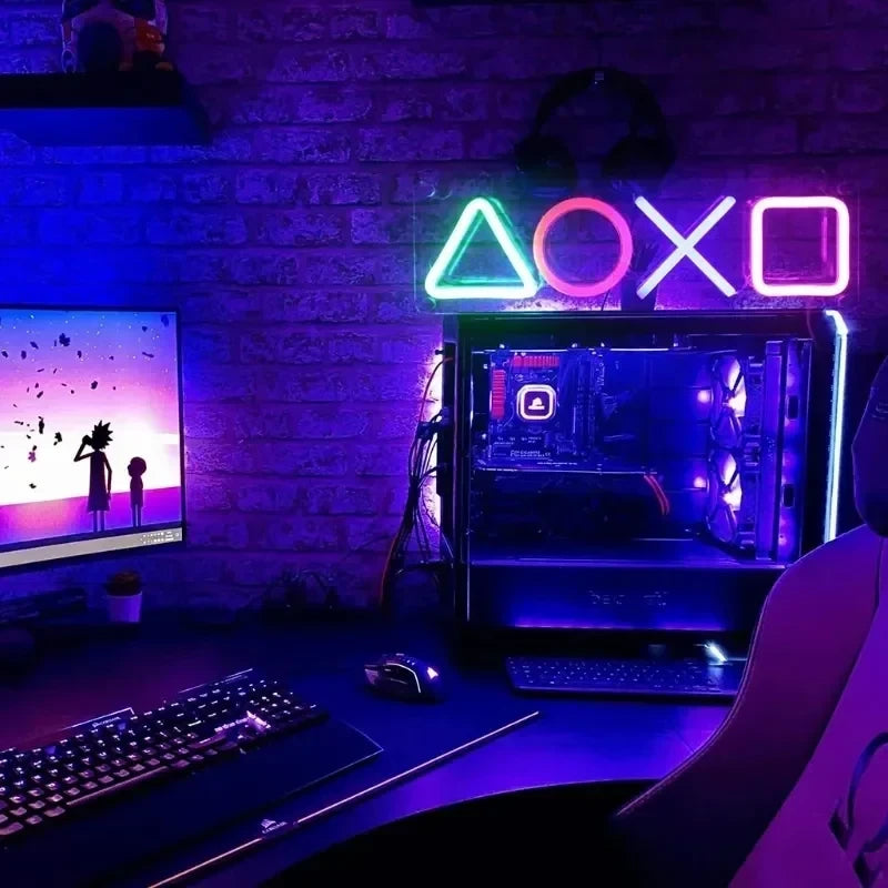 Playstation PS Video Game Gamer Room Neon Sign