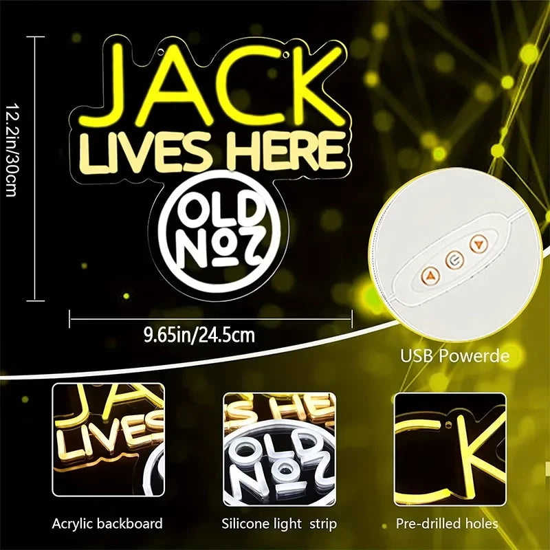 Jack Lives Here Old No. 7 LED Neon Sign