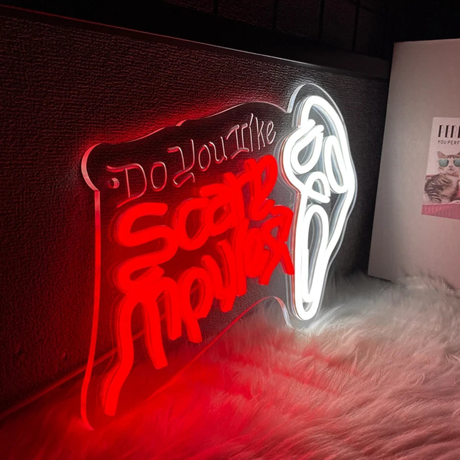 Scary Movie Lover Scream Neon Wall Sign
