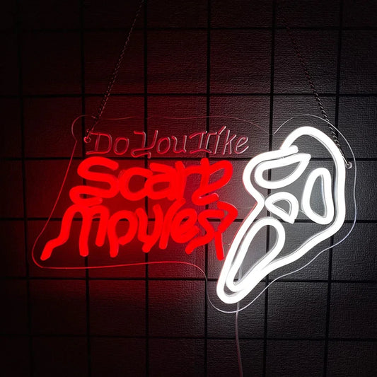 Scary Movie Lover Scream Neon Wall Sign