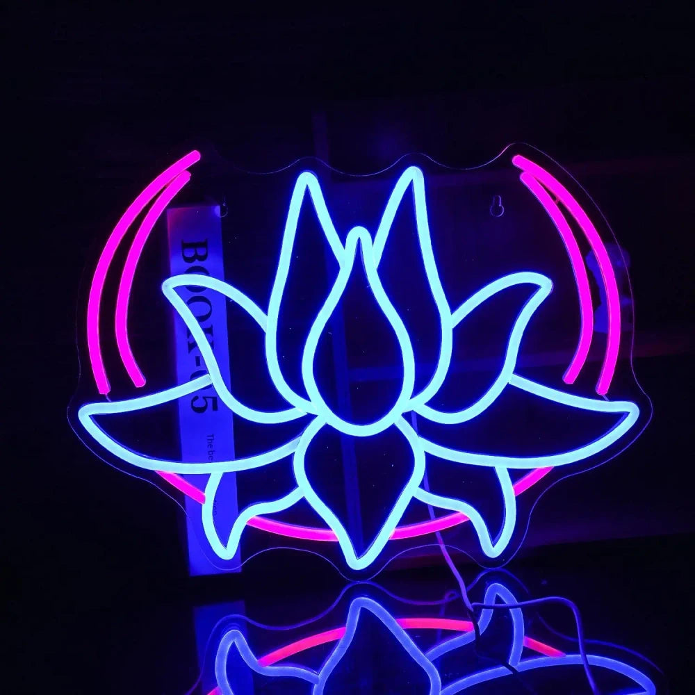 Moon Lotus Flower Neon Sign