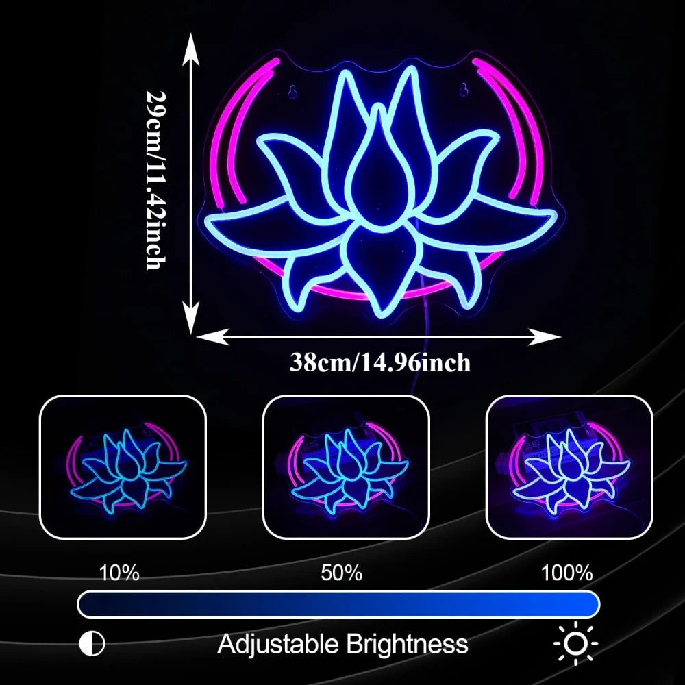 Moon Lotus Flower Neon Sign